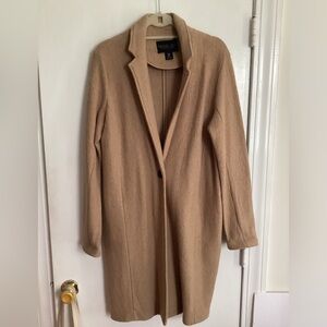 Rachel Zoe Jacket Womens M Beige Wool Blend Cardigan Long Open Comfy